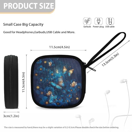 Sloth Strawberry Earphone Carrying Case Pouch Cable Storage Bag - Earbud Case Mini Pouch Headset Storage Box Bags for Headphone Bluetooth - color: Butterfly and Flower