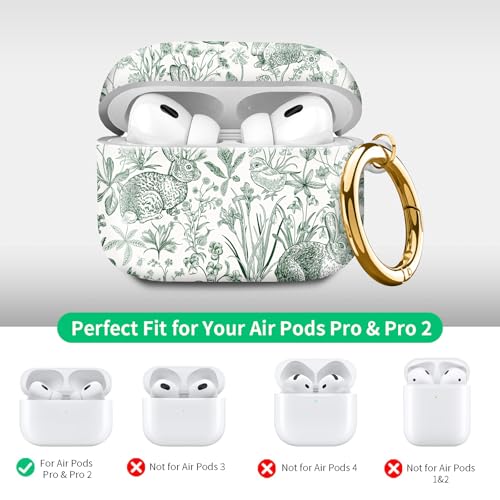 Compatible with Airpod pro 2nd/1st Generation Case Cover with Gold Round Keychain Cute Pattern Hard & Anti Slip Cover for Men Women & Girls（Funny Bunny） - color: Funny bunny