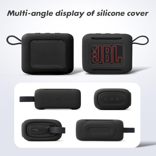 Silicone Case Compatible with JBL GO 5 Bluetooth Speaker, Travel Carrying Protective Sleeve Cover with Carabiner (Black) - color: Black