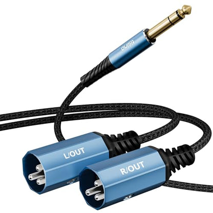 Tisino 1/4" TRS to Dual XLR Male Stereo Y-Splitter Breakout Cable, 6.6FT - size: 2m/6.6feet, style: 1/4" TRS to 2 XLR Male
