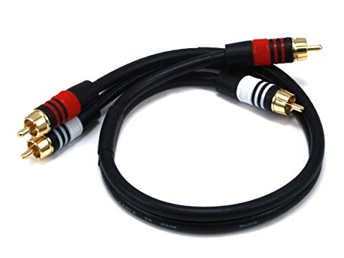 Monoprice 105349 75-Feet 22AWG Premium 2 RCA Plug to2 RCA Plug Cable - Black - size: 75ft
