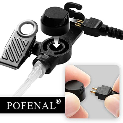 RDM2070D 2-Wire Surveillance Earpiece for Motorola Walkie Talkies (CLS1410/CP200/GP2000) & Bearcom Radios - Walkie Talkie Radio Headset with Big PTT Mic & 2-Pin Acoustic Tube(1 Pack) - size: 1 pack (Transparent Tube)