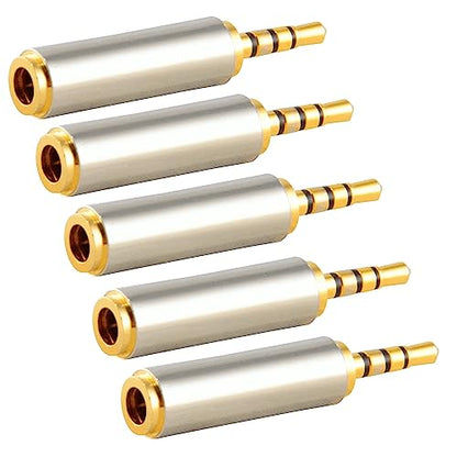 2.5mm Male to 3.5mm Female Stereo Audio Headphone Jack Adapter Converter, Gold Plated (5 Pack) - style: (5 Pack) 2.5mm Male to 3.5mm Female