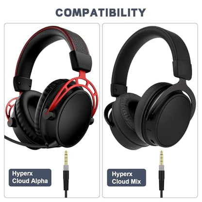 Saipomor 3.5mm Coiled Audio AUX Cable Compatible with HyperX Cloud Mix and Cloud Alpha Gaming Headphones – Replacement Cord for Kingston HyperX Headsets
