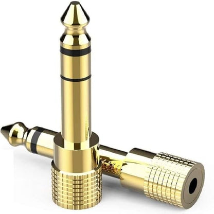 Stereo Headphone Adapter, Gold Plated 6.35mm (1/4) Male to 3.5mm (1/8) Female Audio Jack Plug for Guitar, AMP, Mixer, Speakers - 2 Pack