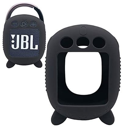JCHPINE Silicone Cover and Carrying Case for JBL Clip 4 Bluetooth Speaker - color: Black