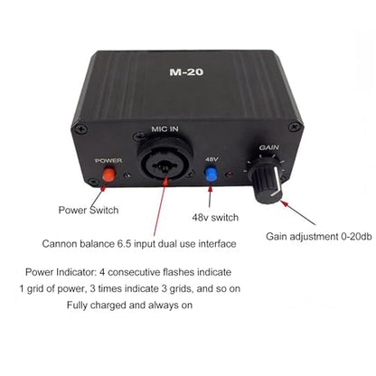 Microphone Preamp, High Gain Mic Preamplifier Booster with 48V Power XLR Output, Audio Mixer Preamp Dynamic Condenser Microphones for Podcast Broadcast Home Recording