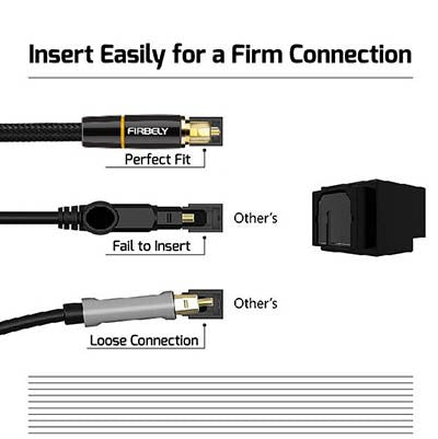 Digital Optical Audio Toslink Cable Male to Male- 24K Glod Plated Metal Connectors and Braided Jacket 20 feet - color: TM-015, size: 20 feet