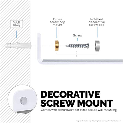 BRAINWAVZ 2-Pack 4” Small Floating Shelf Bluetooth Speaker Stand, Adhesive & Screw Wall Mount, Anti Slip, for Cameras, Baby Monitors, Webcam, Router & More, Universal Holder (SHELF11 White) - color: White