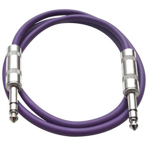 Seismic Audio - SATRX-3 - Purple 3' 1/4" TRS to 1/4" TRS Patch Cable - color: Purple, size: 3 Foot