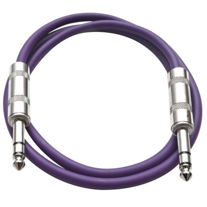 Seismic Audio - SATRX-3 - Purple 3' 1/4" TRS to 1/4" TRS Patch Cable - color: Purple, size: 3 Foot