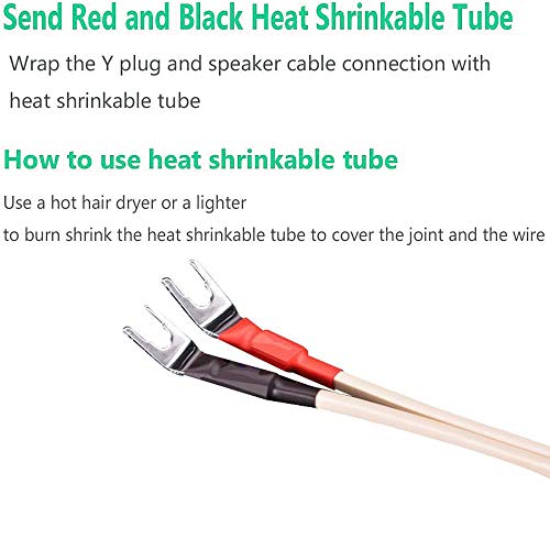 4PCS Spade Connector,45 Degree Pure Copper Audio Fork Y Spade Plug DIY with Heat Shrink Tubing and Hex Wrench,Double Screw Locking Speaker Cable Plug for Speaker Cables(Rhodium Plated) - color: Rhodium Plated with Heat Shrink Tube