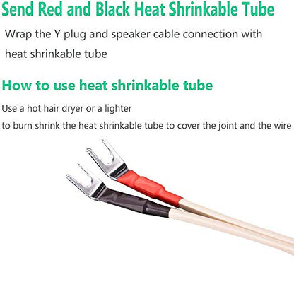 4PCS Spade Connector,45 Degree Pure Copper Audio Fork Y Spade Plug DIY with Heat Shrink Tubing and Hex Wrench,Double Screw Locking Speaker Cable Plug for Speaker Cables(Rhodium Plated) - color: Rhodium Plated with Heat Shrink Tube