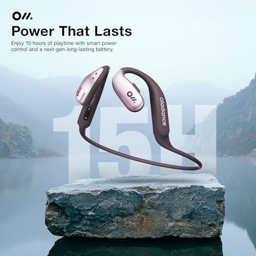 Oladance OWS Sports True Wireless Open-Ear Headphones, IPX8, 15H Playtime | Multi-Point Connectivity, Bluetooth 5.3, Durable Neckband, Virtual Bass 2.0, Liquid Silicone, Amplifier Chip - color: Pink