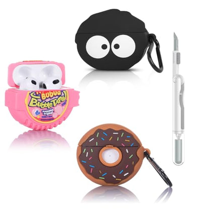 (3Pack+Cleaner Pen) Suublg Case for AirPods 3rd Generation Earbuds with Cleaning Pen Kits, Silicone Cover Protective Shockproof with Cartoon Styles of Design for AirPods 3 (Donut+BUB+BKcookie) - color: Donut+BUB+BKcookie