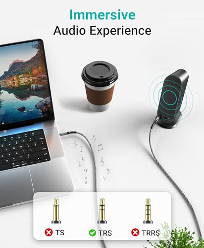 BlueRigger 3.5mm to 6.35mm Audio Cable (10FT, Bi-Directional, 3.5mm 1/8" Male TRS to 6.35mm 1/4" Male TRS, Braided Stereo Audio Cable for Cellphone, Amplifiers, Guitar, Speaker - size: 10FT