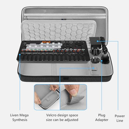 GEEKRIA Audio Interface Carrying Case, Compatible with SONICWARE Liven Ambient Ø / 8bit Warps/MEGA SYNTHESIS/Texture Lab/XFM/Lofi-12, EVA Hard Shell Portable Travel Bag (Dark Gray)