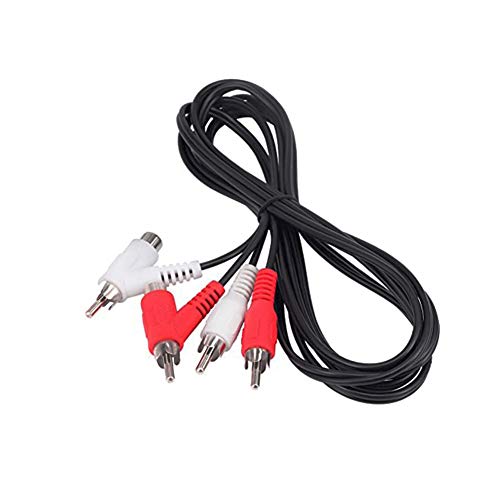 RCA Audio Piggyback Cable, 2 RCA Male to 2 RCA Male + RCA Female Piggyback, 6 foot