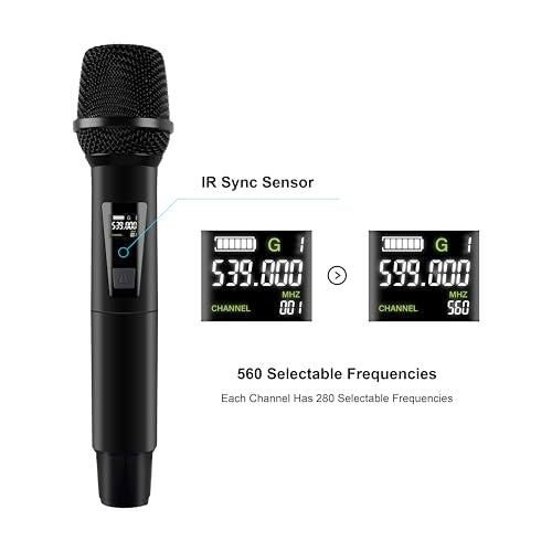 PRORECK UK-2000 UHF 2 Channel Wireless Microphone System with Two Handheld Microphone, 560 Selectable Frequency Range, Perfect for Party/Wedding/Church/Conference/Speech (UK-2000)