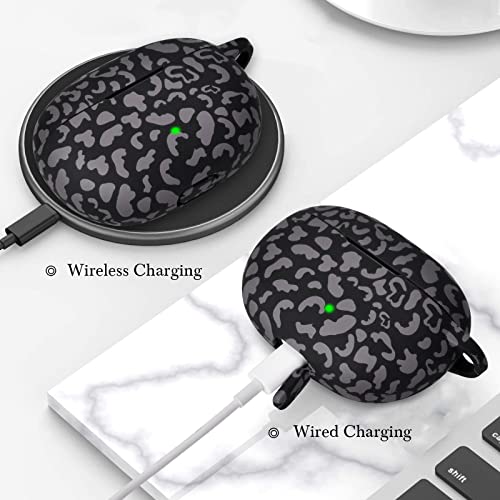 AIRSPO Silicone Case Compatible with Beats Studio Buds Case 2021 Soft Protective Cover for Beats Wireless Earbuds with Keychain (Black Leopard) - color: Black Leopard