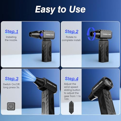 Compressed Air Duster, 390000RPM Powerful Electric Air Duster, 100-Gear Stepless Adjustable Cordless Air Blower with Brushless Motor, Upgraded Mini Blower for Keyboard Computer Car Home Cleaning