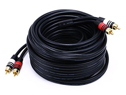 Monoprice Premium Two-Channel Audio Cable - 35 Feet - Black | 2 RCA Plug to 2 RCA Plug 22AWG, Male to Male - size: 35ft