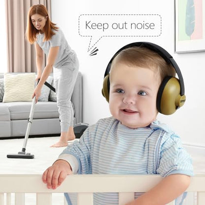 BBTKCARE Baby Headphones - Infant Ear Protection for Babies | Baby Earmuffs Noise Cancelling Headphones 3-36 Months - Army Green - color: Army Green