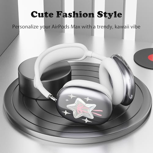 for AirPods Max Headphones Y2K Star Ear Covers for AirPods Max 2 | Cute Bow Clear Ear Cups Cover | White Silicone Ear Pad Case Headband Cover for Apple AirPods Max 2/1 (2026/2024/2020) - color: Star D/White