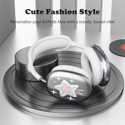 for AirPods Max Headphones Y2K Star Ear Covers for AirPods Max 2 | Cute Bow Clear Ear Cups Cover | White Silicone Ear Pad Case Headband Cover for Apple AirPods Max 2/1 (2026/2024/2020) - color: Star D/White