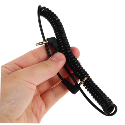 Coiled 3.5mm Audio Cable Right Angle for Headphones Speakers and Home Theater Devices Sturdy Stereo AUX Cable with Dual Bend Design