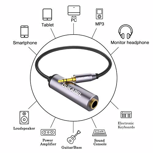DUKABEL 1/4 to 3.5mm Adapter, 6.35mm to aux Mini Stereo Cable - 30CM | 1/4 Inch Female to 1/8inch Male Headphone Adapter, for Headphone, Amplifiers, Guitar, Amp etc - size: 30CM, style: 3.5mm Male to 6.35mm Female