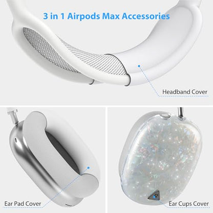 Case Cover for AirPods Max Headphone,Glitter Shell Pattern TPU Ear Cup Case,Silicone Ear Pad/Headband Protective Cover Accessories Compatible with Apple AirPods Max(2024/2020),Glitter Colourful Shell - color: Glitter Colourful Shell