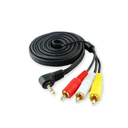 3.5mm Male Audio Stereo Jack to 3 RCA Female AV Camcorder Adapter Connector Extension Cable 90 Degree Angled 4 Pole 5-Feet