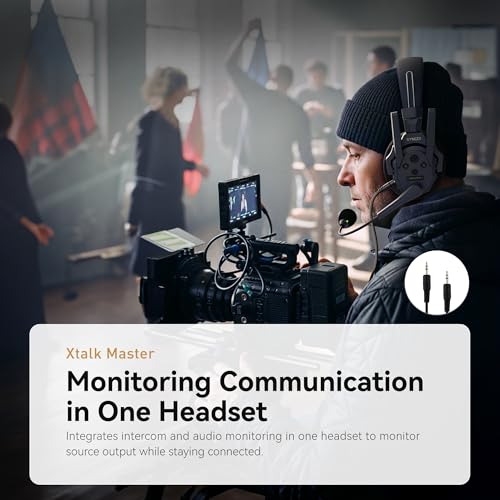SYNCO XTALK Master Dual-Ear 2 Users Wireless Intercom Headset System | Telephone Headsets Communication System Random Master Device 2.4GHz Full Duplex 500 M/1640 FT Real-time Monitoring - size: 2 pcs