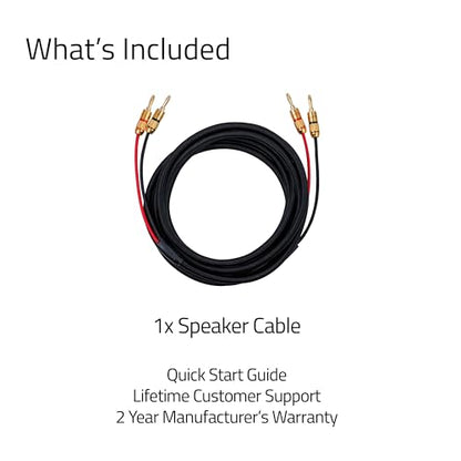 Fluance High-Fidelity 12 Gauge Speaker Wire with Dual Gold-Plated Banana Plugs, 12 Feet Oxygen-Free Pure Copper (OFC) Cable, Nylon Braided Jacket (SW512)