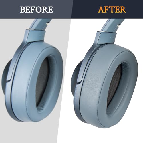 SOULWIT Replacement Earpads for Sony h.Ear on MDR-100A (MDR100A), MDR-100AAP (MDR100AAP), MDR-H600A (MDRH600A) Headphones, Ear Pads Cushions with Noise Isolation Memory Foam (Blue) - color: Blue