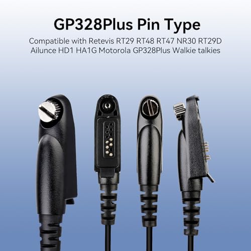 Retevis RT48 Walkie Talkie Earpiece with Mic,IP66 Waterproof | Compatible with RT29G/RT29S/RT47/RT47V, Ailunce HD1/HD2/HA1G, Motorola EX500 Walkie-talkies, 2 Way Radio Earpiec(4 Pack)