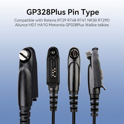 Retevis RT48 Walkie Talkie Earpiece with Mic,IP66 Waterproof | Compatible with RT29G/RT29S/RT47/RT47V, Ailunce HD1/HD2/HA1G, Motorola EX500 Walkie-talkies, 2 Way Radio Earpiec(4 Pack)