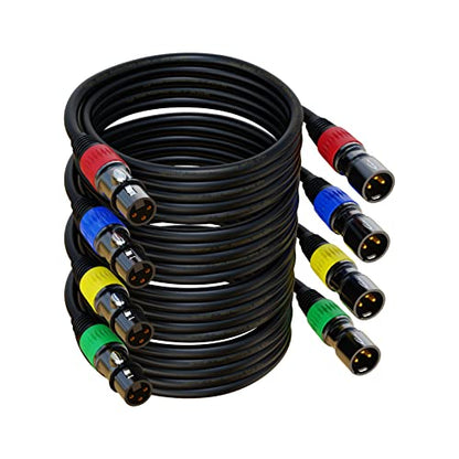 XLR Cables, XLR Microphone Cable 6 ft 4 Pack, Gold-Plated 3-pin XLR Speaker Cable Male to Female Balanced Mic Cable - size: 6ft, style: 4 Pack