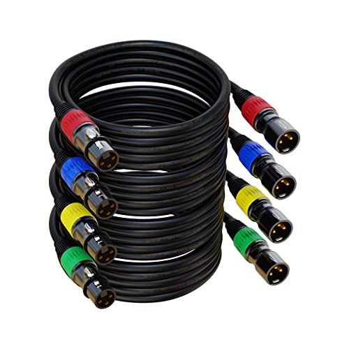 XLR Cables, XLR Microphone Cable 1.5 ft 4 Pack, Gold-Plated 3-pin XLR Speaker Cable Male to Female Balanced Mic Cable Short (1.5Foot) - size: 1.5ft, style: 4 Pack