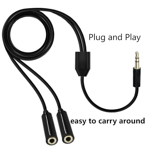 Headphone Audio Splitter 3.5mm 1 Male to 2 Female Cable 31.5inch | 3.5mm TRS Y Splitter Cable Gold-Plated Stereo Jack for Laptop Smartphone PC Mp3/4 Earphone Speaker 0.8m