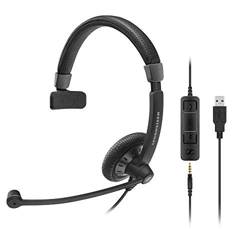 Sennheiser SC 45 USB MS (507083) - Single-Sided Business Headset | For Skype for Business, Mobile Phone, Tablet, Softphone, and PC | HD Sound & Noise-Cancelling Microphone (Black) - style: SC 45 USB MS