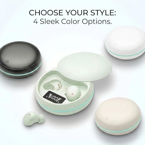 Sleep Earbuds, Bluetooth 5.4 in-Ear Headphones, Matte Black | Asymmetric chamber for side sleepers, LED power display, built-in mic, portable charging case - color: Matte Black