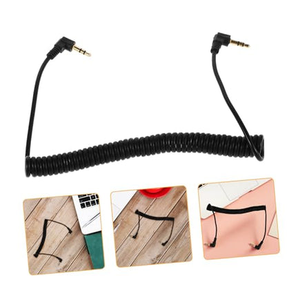 MERRYHAPY Coiled 3.5mm Audio Cord Extension with Right Angle Ends