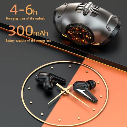 Xmenha Mecha Wireless Gaming Earbuds with Microphone 5.3 Bluetooth Earplugs Low Latency Kids Best Earphones Ear Buds Audifonos Inalambricos Auriculares Inalambricos, Black (Xmenha-GWC-M7)