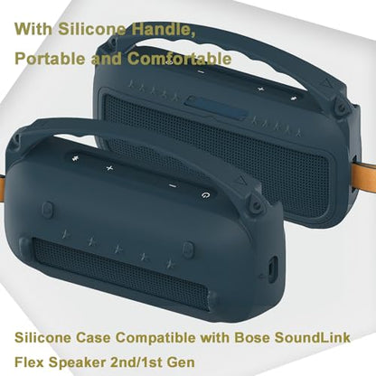 JCHPINE Silicone Cover Case for Bose SoundLink Flex Speaker 2nd Gen | Accessories Compatible with Bose SoundLink Flex 2, Protective Case with Shoulder Strap (Twilight Blue) - color: Twilight Blue