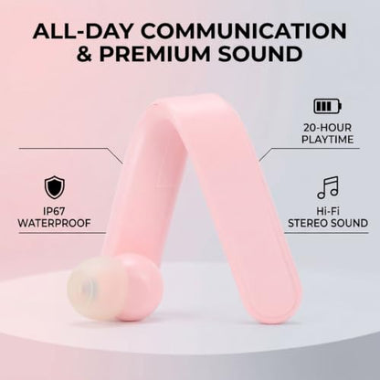 Single Ear Bluetooth Headset, Handsfree Earphone with Mic, IP67 Water Proof Ear Hook Wireless Earpiece for Truck Driver Laptop Cell Phone (Pink) - color: Pink
