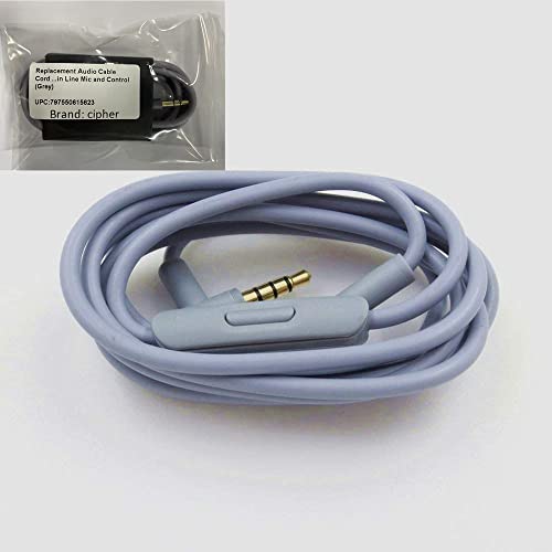 cipher Replacement Audio Cable Cord Wire,Compatible with Beats Headphones Studio Solo Pro Detox Mixr Executive Pill with in Line Mic and Control (Grey) - color: Grey