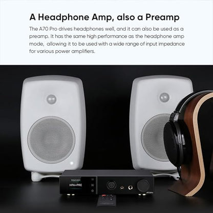 AOSHIDA Topping A70 Pro 17000mW*2 Headphone Amp Preamp, RCA/XLR/TRS/EXT to 4.4mm/6.35mm/4-Pin XLR Balanced Headphone Amp, XLR/RCA Preamp, 12 Trigger, Amplifier for Earphones/Headphones/IEMs (Silver)