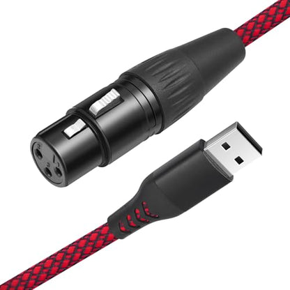 10FT XLR to USB Recording Cable,XLR Female to USB A Microphone Link Converter Cable for Microphones or Karaoke Recording